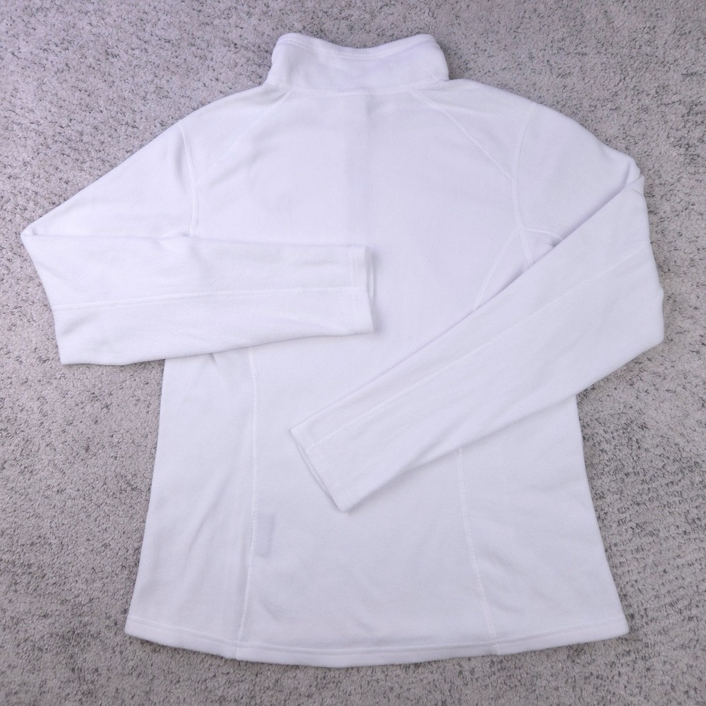 The North Face Sweater Womens Medium Fleece Pullover Quarter Zip White Gray Logo - Picture 3 of 9